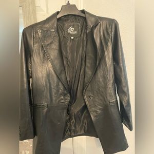 Black Genuine Leather Blazer